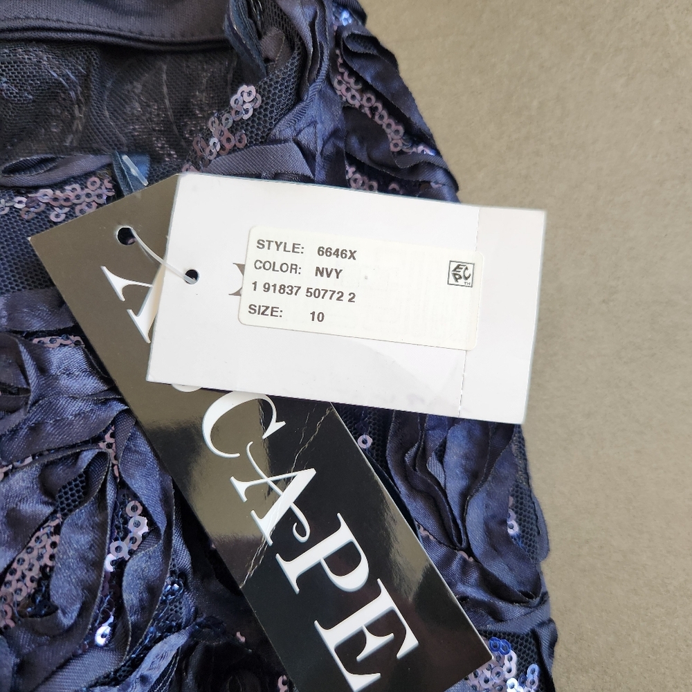Xscape Off The Shoulder Gown Size 10 NWT $359 Navy Embellished - Picture 9 of 13
